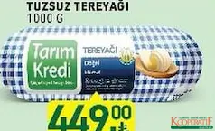 TARIM KREDİ TUZSUZ TEREYAĞI 1 KG fiyat ve kampanya bilgisi